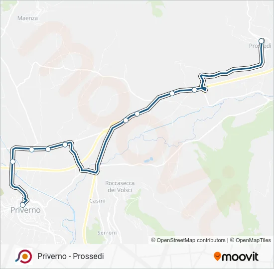 Percorso linea bus COTRAL