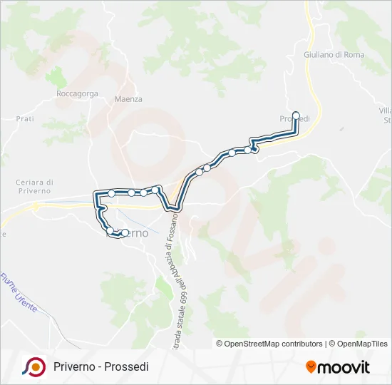 Percorso linea bus COTRAL