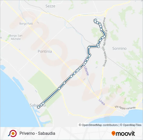 Percorso linea bus COTRAL