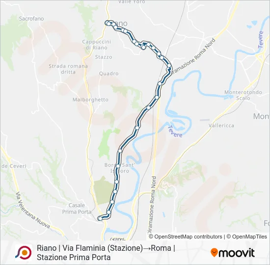 Percorso linea bus COTRAL