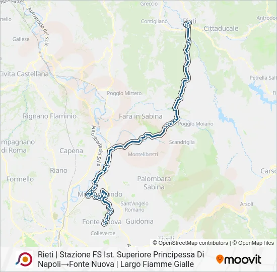 Percorso linea bus COTRAL