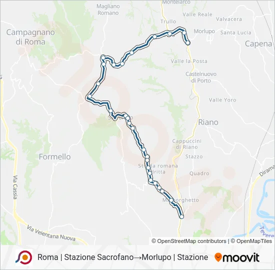 Percorso linea bus COTRAL