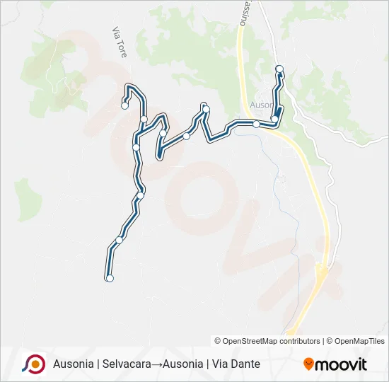 Percorso linea bus COTRAL