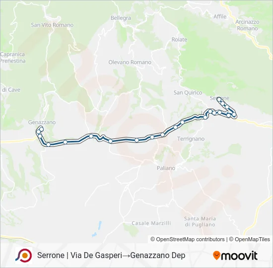 Percorso linea bus COTRAL