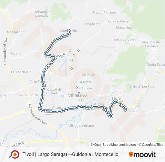 Percorso linea bus COTRAL