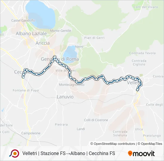 Percorso linea bus COTRAL