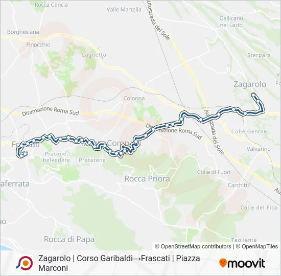 Percorso linea bus COTRAL