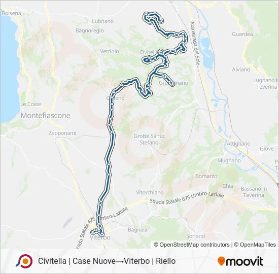 Percorso linea bus COTRAL