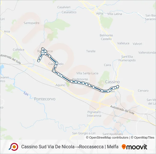 Percorso linea bus COTRAL