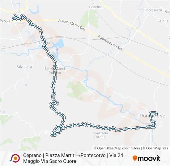 Percorso linea bus COTRAL