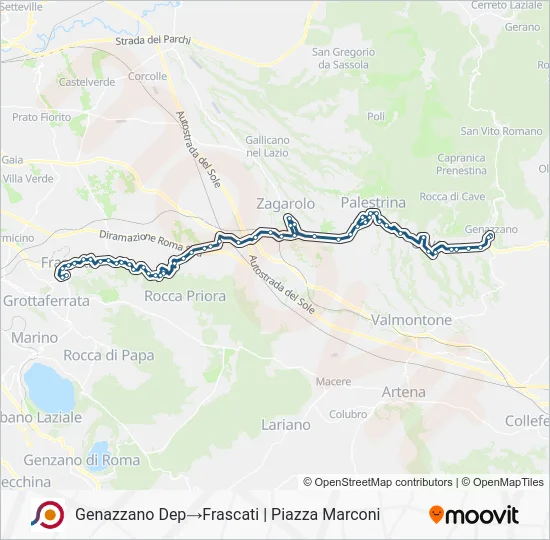 Percorso linea bus COTRAL