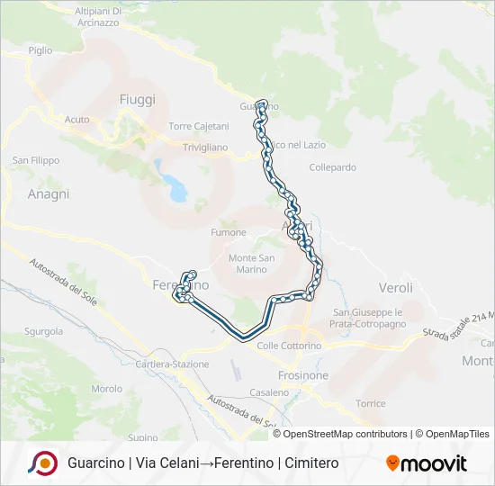 Percorso linea bus COTRAL