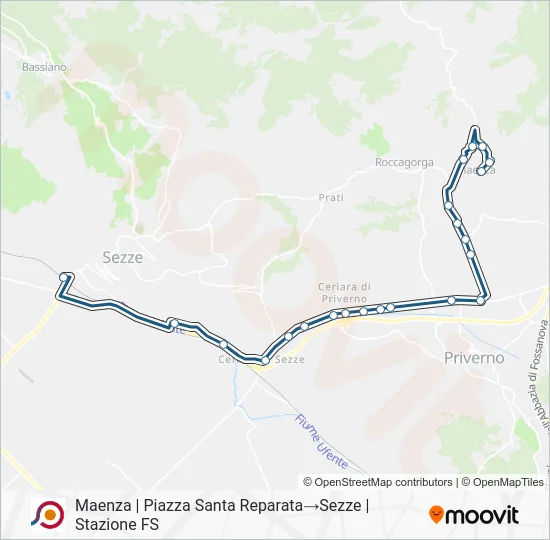 Percorso linea bus COTRAL