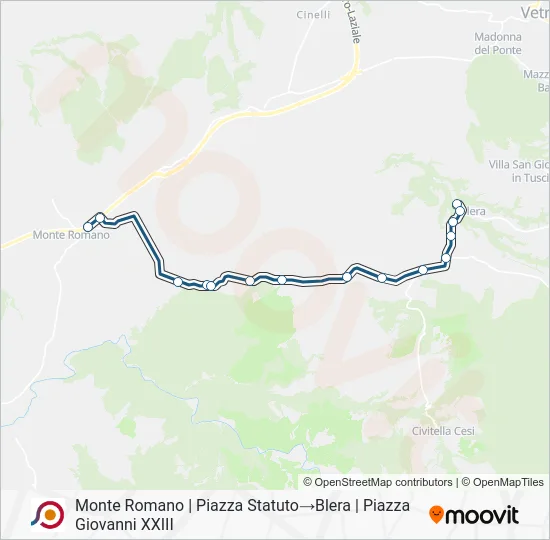 Percorso linea bus COTRAL