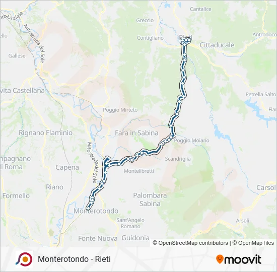 Percorso linea bus COTRAL