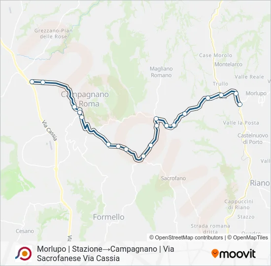 Percorso linea bus COTRAL