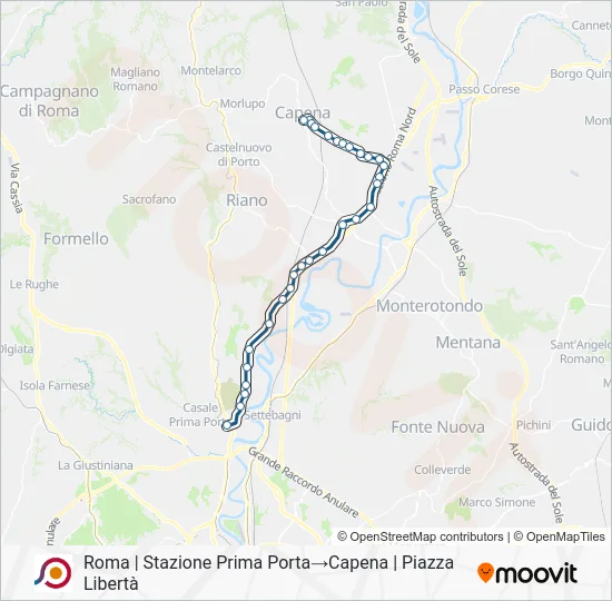 Percorso linea bus COTRAL