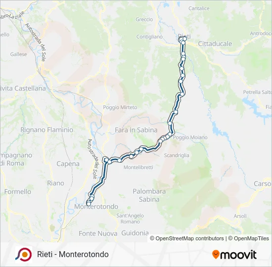 Percorso linea bus COTRAL