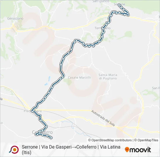 Percorso linea bus COTRAL