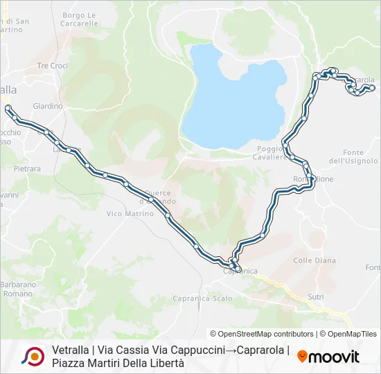 Percorso linea bus COTRAL