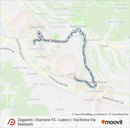 Percorso linea bus COTRAL