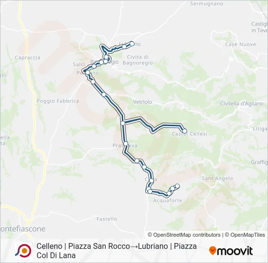 Percorso linea bus COTRAL