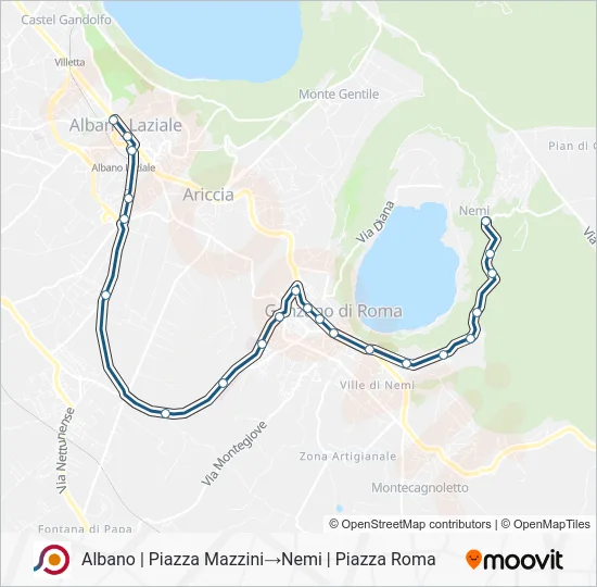Percorso linea bus COTRAL