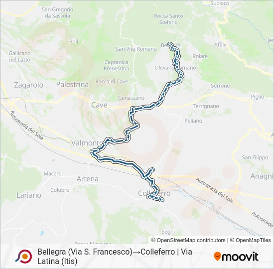 Percorso linea bus COTRAL