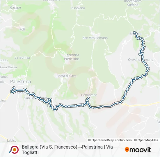 Percorso linea bus COTRAL