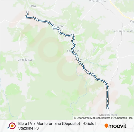 Percorso linea bus COTRAL