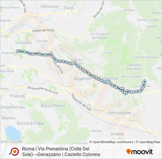 Percorso linea bus COTRAL
