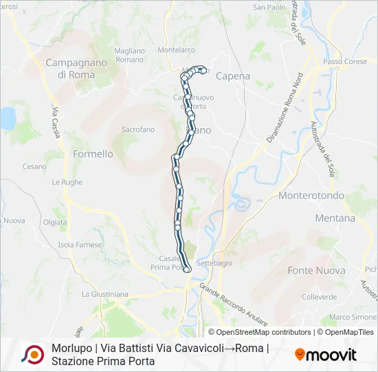 Percorso linea bus COTRAL