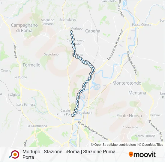 Percorso linea bus COTRAL
