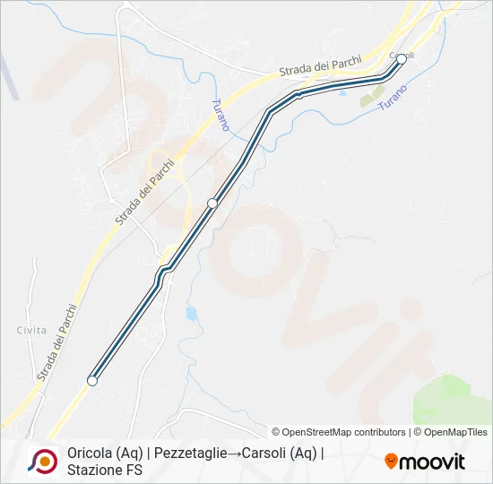 Percorso linea bus COTRAL