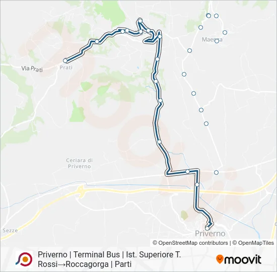 Percorso linea bus COTRAL