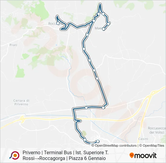 Percorso linea bus COTRAL