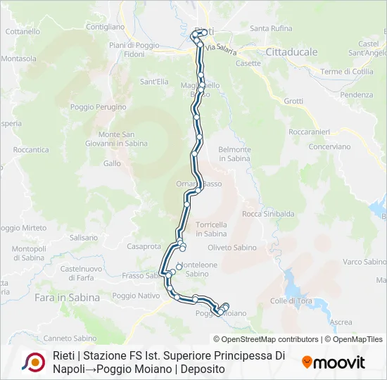 Percorso linea bus COTRAL
