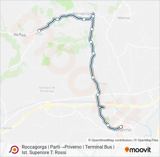 Percorso linea bus COTRAL