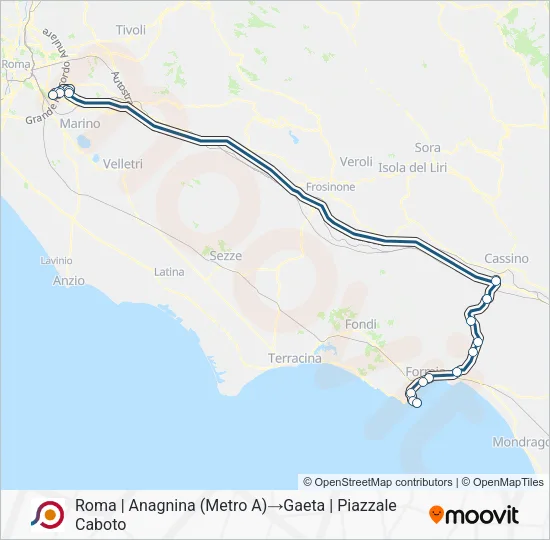 Percorso linea bus COTRAL