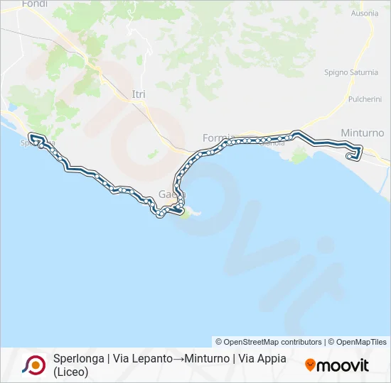 Percorso linea bus COTRAL