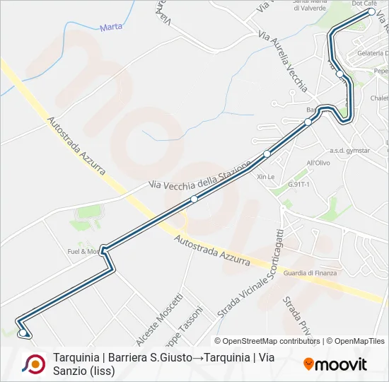 Percorso linea bus COTRAL