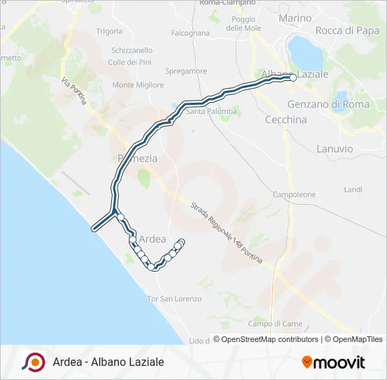 Percorso linea bus COTRAL