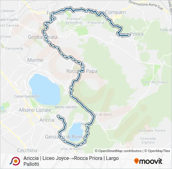 Percorso linea bus COTRAL
