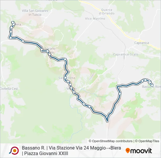 Percorso linea bus COTRAL