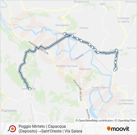 Percorso linea bus COTRAL