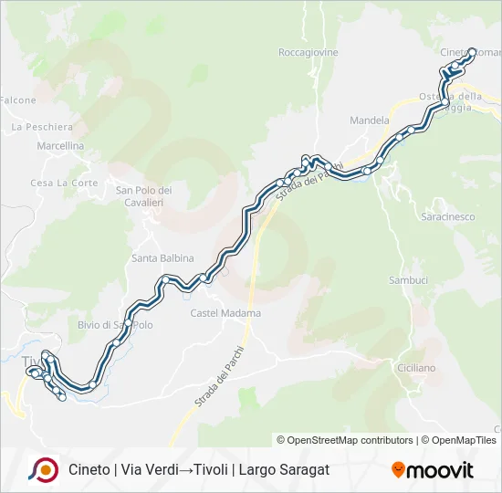 Percorso linea bus COTRAL