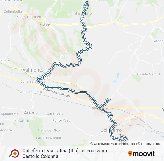 Percorso linea bus COTRAL