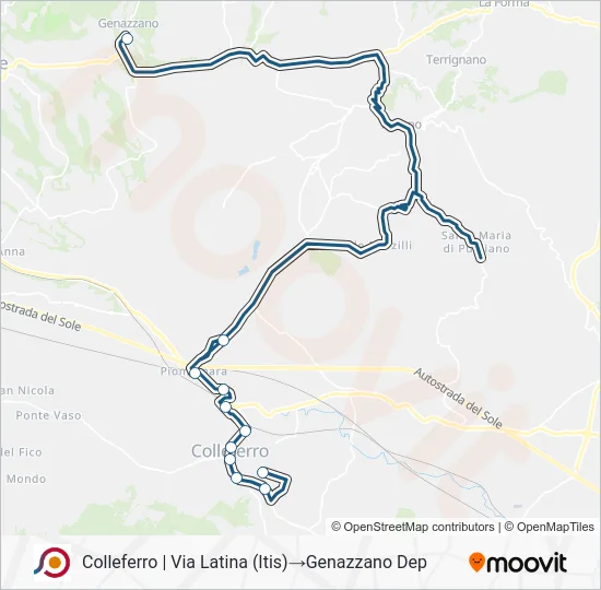 Percorso linea bus COTRAL
