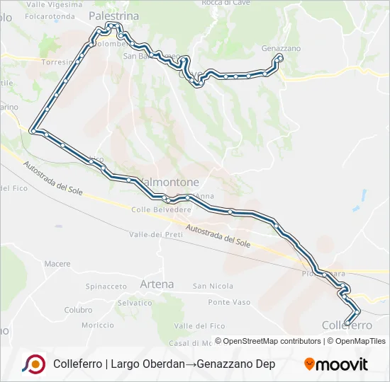 Percorso linea bus COTRAL