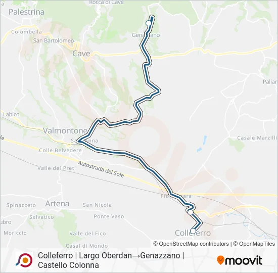 Percorso linea bus COTRAL